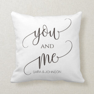 you and me, personalised wedding gift cushion