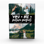 You and Me Picture Perfect Newlywed Black Photo Block<br><div class="desc">Whimsical and playful wedding keepsake featuring 3 photos of the newlyweds with a typography text that says "you me = picture perfect." Black.</div>