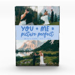 You and Me Picture Perfect Newlywed Icy Blue Photo Block<br><div class="desc">Whimsical and playful wedding keepsake featuring 3 photos of the newlyweds with a typography text that says "you   me = picture perfect." Icy Blue.</div>