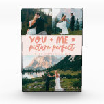 You and Me Picture Perfect Newlywed Peach Photo Block<br><div class="desc">Whimsical and playful wedding keepsake featuring 3 photos of the newlyweds with a typography text that says "you   me = picture perfect." Peach.</div>
