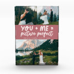 You and Me Picture Perfect Newlywed Pink Photo Block<br><div class="desc">Whimsical and playful wedding keepsake featuring 3 photos of the newlyweds with a typography text that says "you   me = picture perfect." Pink.</div>