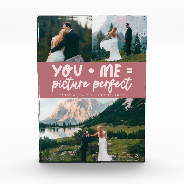 You and Me Picture Perfect Newlywed Pink Photo Block (Front)