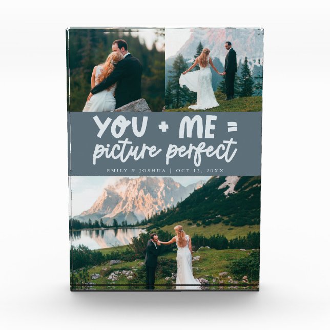 You and Me Picture Perfect Newlywed Slate Blue Photo Block (Front)