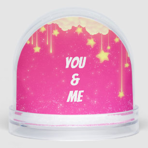 You and Me Wedding Snow Globe Pink