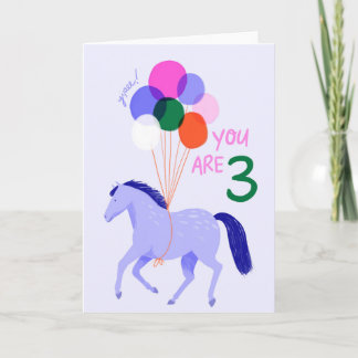You Are 3, Horse Birthday Card