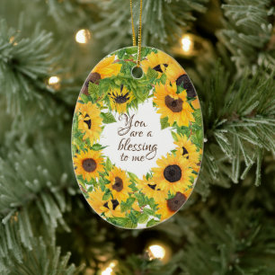 You are a Blessing to Me Sunflower Ceramic Tree Decoration