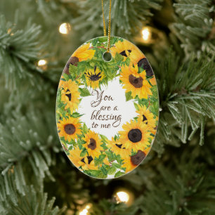 You are a Blessing to Me Sunflower Ceramic Tree Decoration