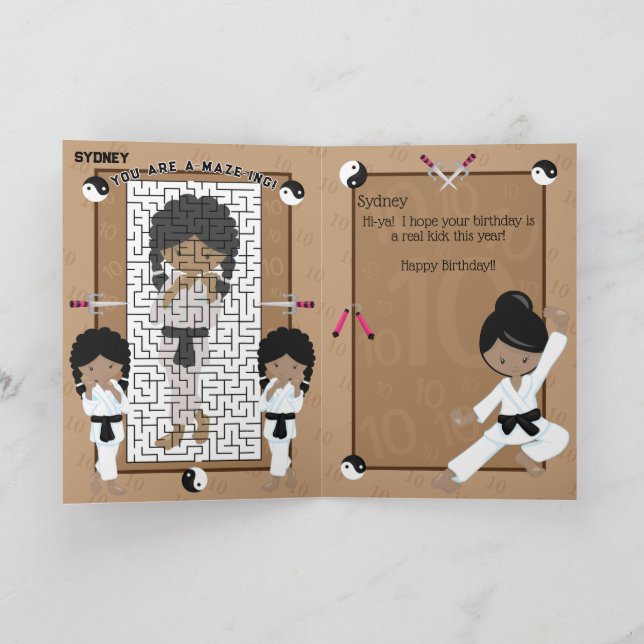 You are A-Maze-ing Black Girls Karate Birthday Card (Inside)