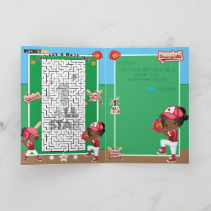 You Are A-Maze-ing Black Girls Softball Birthday Card