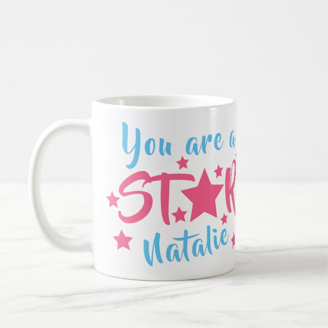You are a Star Pink Stars Personalised Name Coffee Mug (Left)