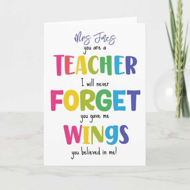 You are a teacher i will never forget card (Front)