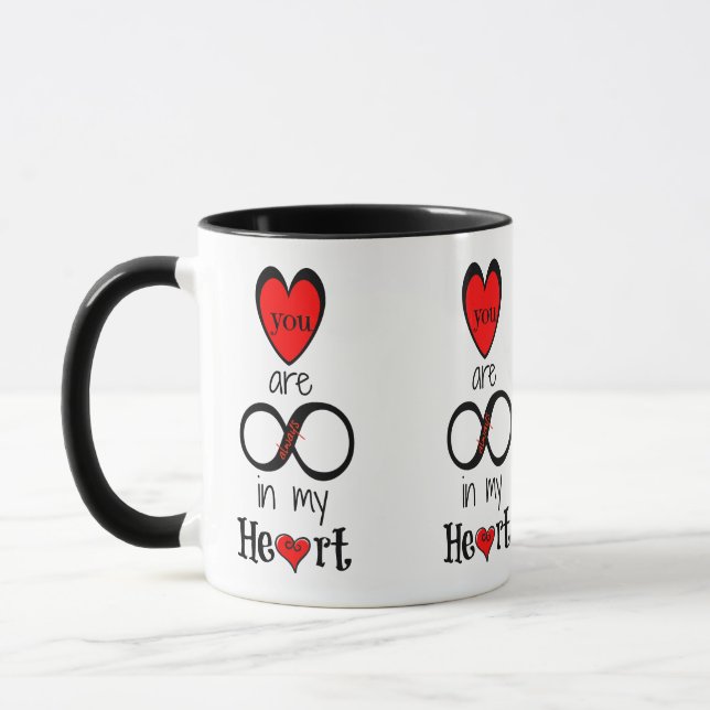 you are always (infinity) in my heart Red & Black Mug (Left)