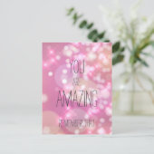 You are Amazing - Pink Glitter Inspirational Quote Postcard (Standing Front)