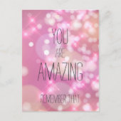 You are Amazing - Pink Glitter Inspirational Quote Postcard (Front)