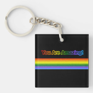 You Are Amazing! Rainbow text Key Ring