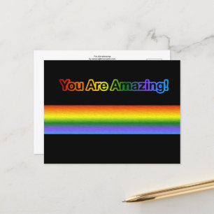 You Are Amazing!  Rainbow text postcard
