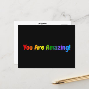 You Are Amazing Rainbow Text Postcard