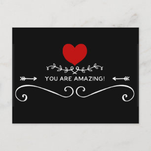 You Are Amazing with Red Heart Postcard