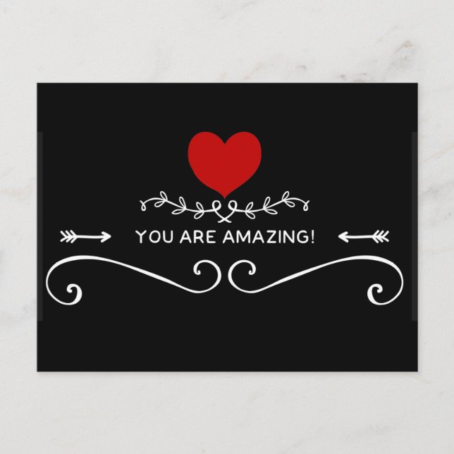 You Are Amazing with Red Heart Postcard (Front)
