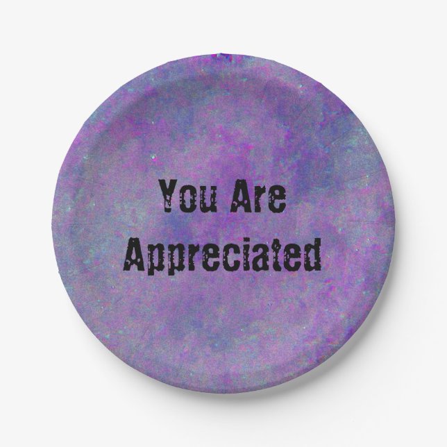 You Are Appreciated Abstract Purple Work Employee Paper Plate (Front)