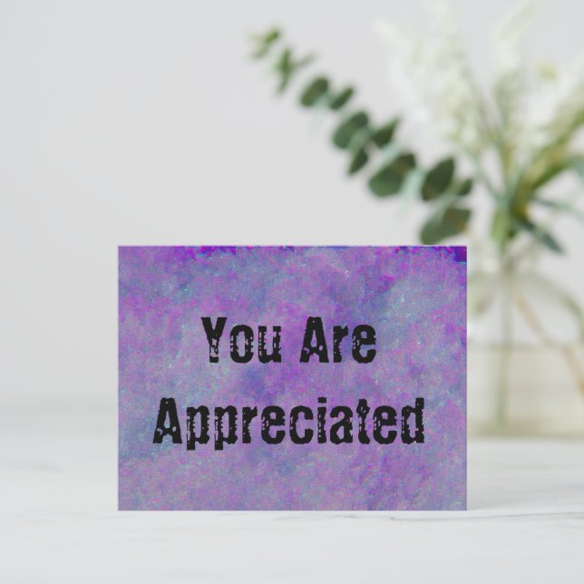 You Are Appreciated Abstract Purple Work Employee Postcard (Standing Front)