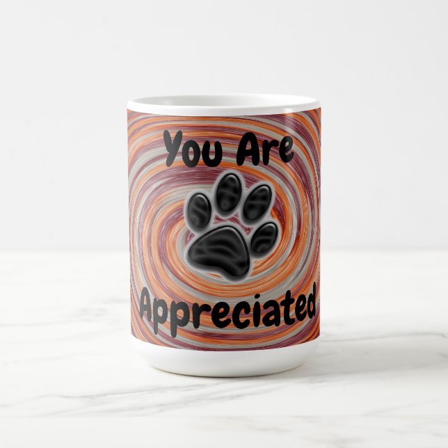 You Are Appreciated Groovy Paw Print Dog Walker Coffee Mug (Center)