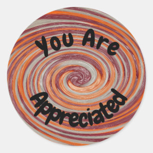 You Are Appreciated Groovy Swirl Colourful Employe Classic Round Sticker