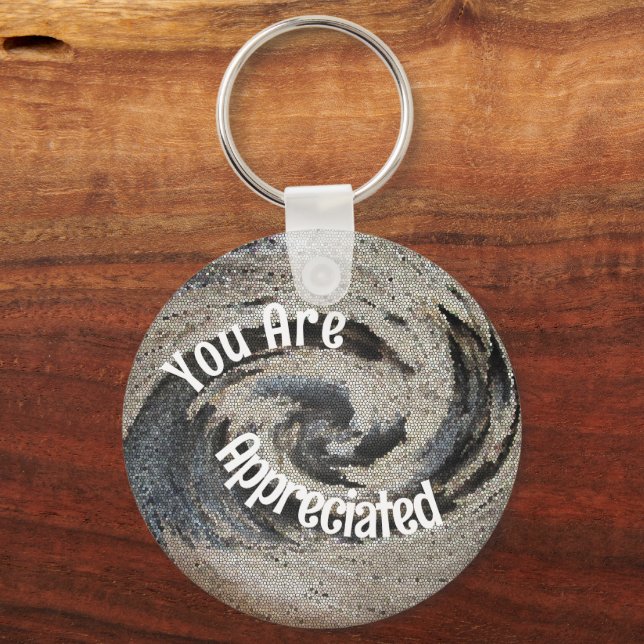 You Are Appreciated Rustic Brown Mosaic Employee Key Ring (Front)