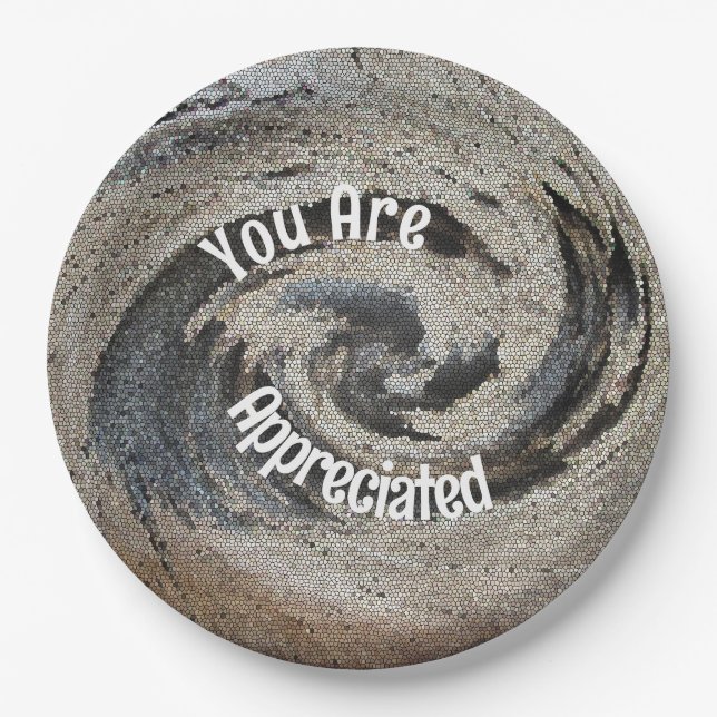 You Are Appreciated Rustic Brown Mosaic Employee Paper Plate (Front)