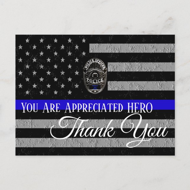 YOU ARE APPRECIATED THANK YOU SUPPORT POLICE POSTCARD (Front)