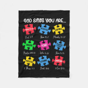 You Are Autism Awareness Puzzle Bible Verses Chris Fleece Blanket