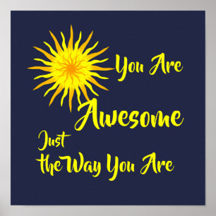 "You Are Awesome" Bright Yellow Sun Print