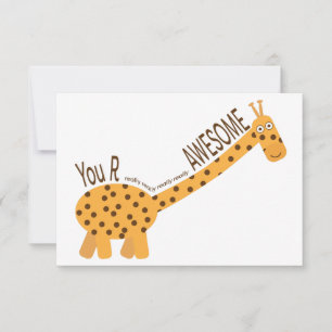 You Are Awesome, Cute Giraffe Illustration