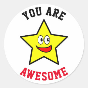 You Are Awesome Gold Star Classic Round Sticker