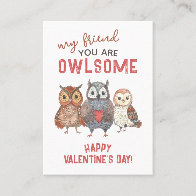 You are Awesome Owls Classroom Valentine Card Pack (Front)