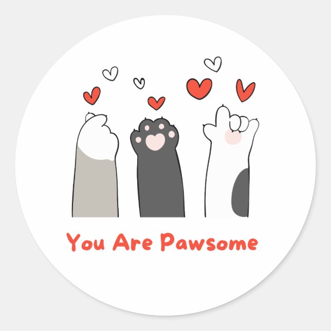 You are awesome | pawsome classic round sticker (Front)