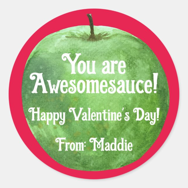 You are Awesomesauce! Applesauce Valentine's Day Classic Round Sticker (Front)