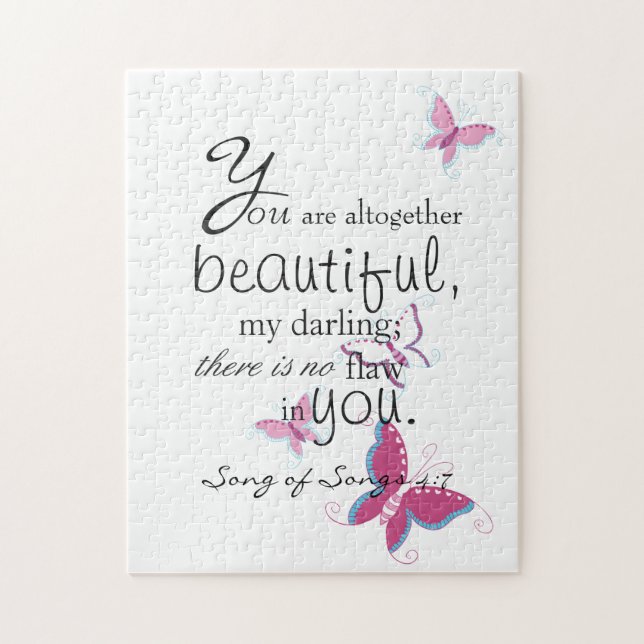 You are beautiful Bible Scripture butterfly Jigsaw Puzzle (Vertical)