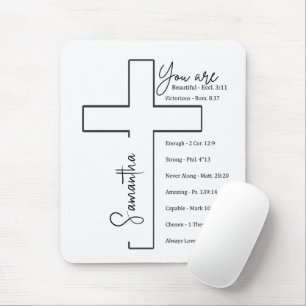 You are beautiful cross personalised mouse mat