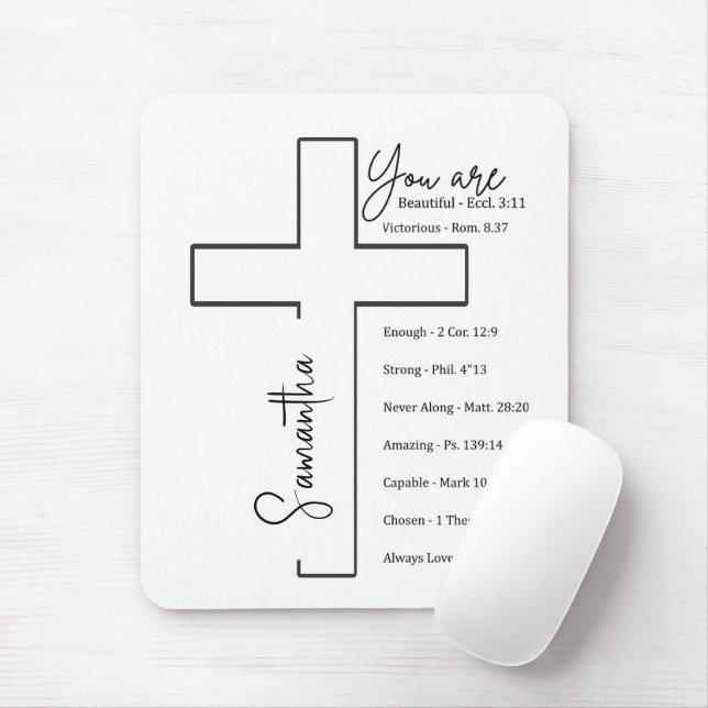 You are beautiful cross personalised mouse mat (With Mouse)