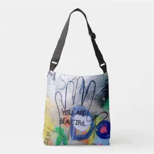 You Are Beautiful Graffiti Crossbody Bag