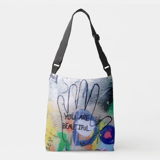 You Are Beautiful Graffiti Crossbody Bag (Front)