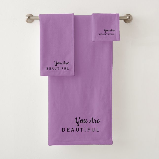 You Are Beautiful Inspirational Lavender Towel Set (Insitu)