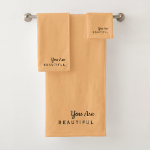 You Are Beautiful Inspirational Orange Towel Set