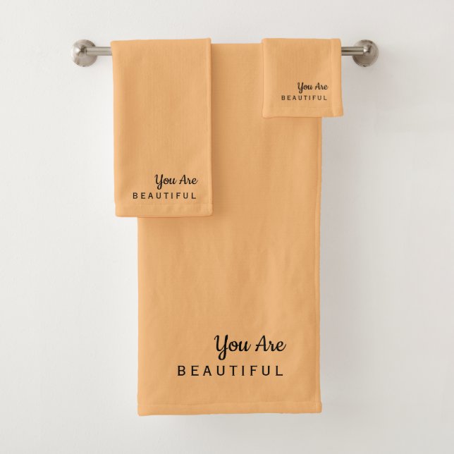 You Are Beautiful Inspirational Orange Towel Set (Insitu)