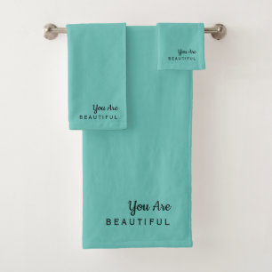 You Are Beautiful Inspirational Teal Towel Set
