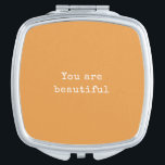 You are beautiful - Minimalist elegant Orange Compact Mirror<br><div class="desc">You are beautiful - Minimalist elegant bright tangerine orange Compact Mirror</div>