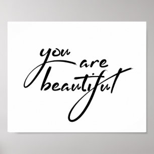 You Are Beautiful Motivational Typography Quote Poster
