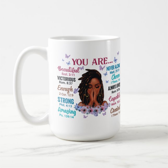 You are beautiful never alone praying christian wo coffee mug (Left)