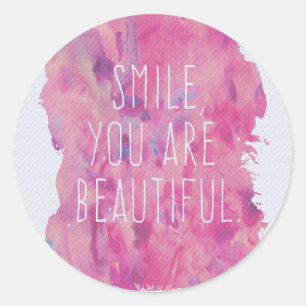 You Are Beautiful Quote Classic Round Sticker
